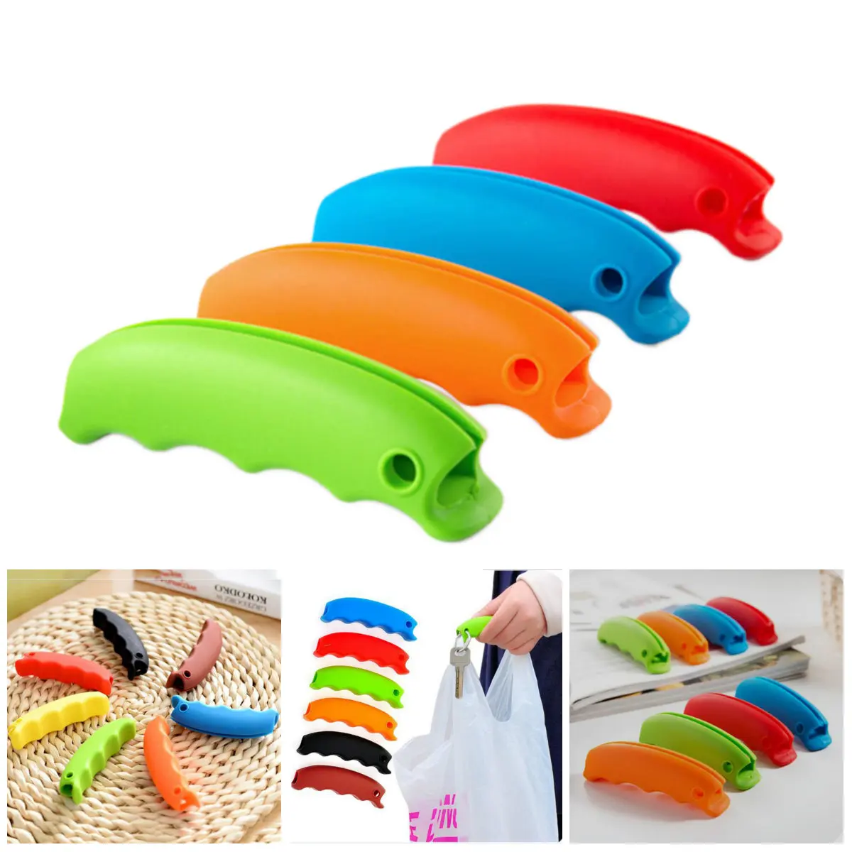 

1PC Convenient Bag Hanging Quality Mention Dish Carry Bags Kitchen Gadgets Silicone Candy Color Save Effort Tools