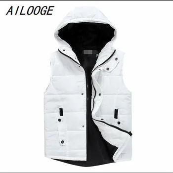 

AILOOGE Fashion Men Jacket Sleeveless Jacket Homme Winter Casual Vest Male Hooded Cotton-Padded Thickening Men Vest Waistcoat