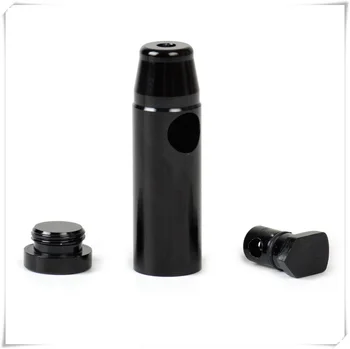 

12pcs/lot 2" 5.2cm Portable Black Aluminum Snuff Dispenser Snorter Rocket Bullet Shape tobacco pipes red metal herb smoking pipe