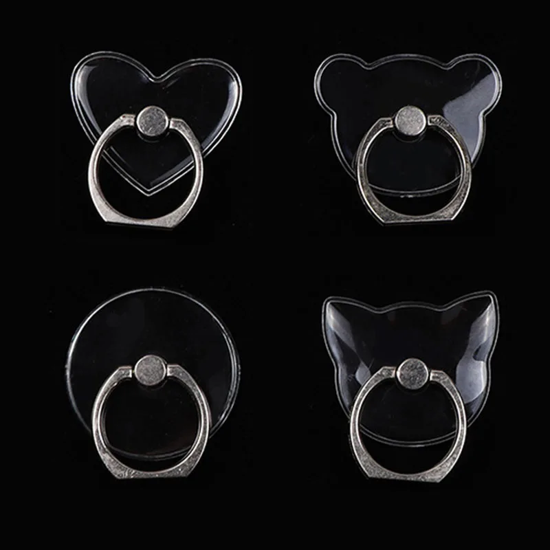 

New transparent finger ring bracket cartoon pattern mobile phone bracket square color metal finger ring bracket