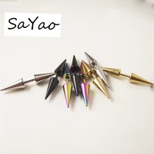 2 шт. поддельные из нержавеющей стали ушные конусы поддельные ушные носилки Двойные серьги-гвоздики Спайк читер расширитель для мужчин Панк ювелирные изделия