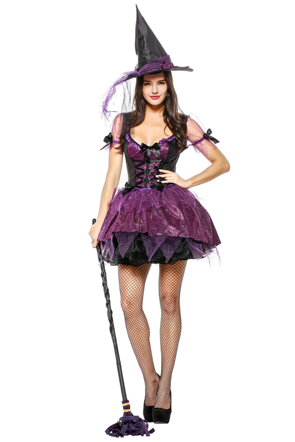 Halloween Party Purple Witch Costume Holiday Fancy Dressin Holidays