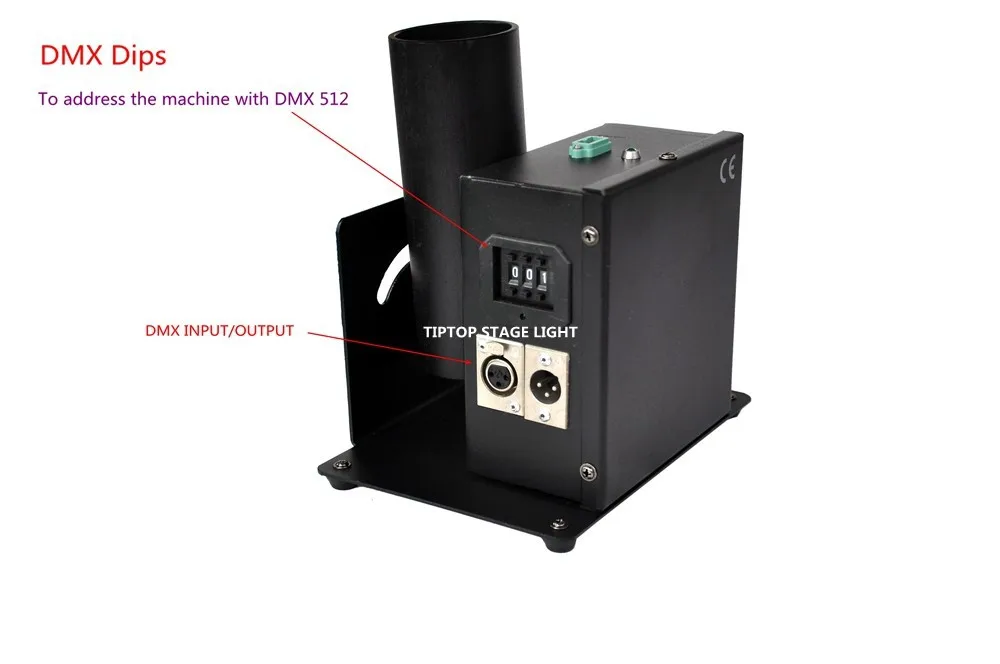 Máquina de Confetes Cabeça de um Lançador de Confete 25 w Único Tubo Mini um Tiro Uma Serpentina Nuzzle Controle Dmx Poder Con Input Output 5 25 w único tubo mini máquina de
