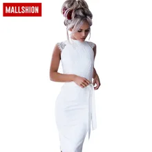 MALLSHION blanco vestido de encaje mujeres elegante verano Vestidos de fiesta 2018 primavera Vintage Sleevess Sexy señoras Vestidos