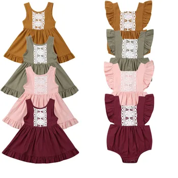 

Baby Clothes Toddler Kids Baby Girl Clothes Sister Matching Lace Sleeveless Romper Dress Outfits Set baptism dress