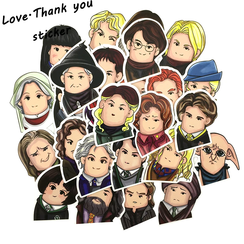 26Pcs/Lot Harry Potter Q style Stickers Home Decal For Car Laptop Bicycle Motorcycle Notebook Hermione Dobby Waterproof Sticker