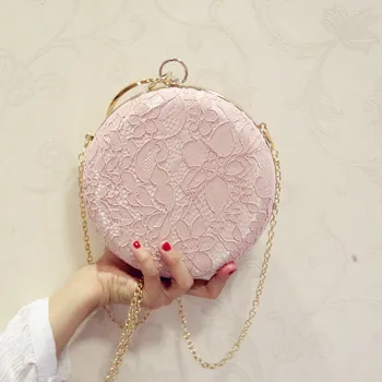 

Angelatracy 2019 New Arrival Lace Mini Gold Korean European Style Hot Women Chain Messenger Crossbody Circular Party Evening Bag