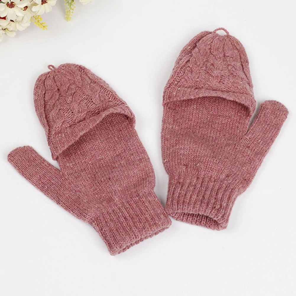 Женские утепленные Варежки перчатки с откидным верхом осень-зима трикотажные половинчатые пальчиковые руки теплые подарок искусственная шерсть термо мягкие 1 пара