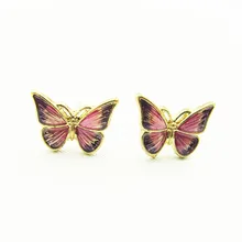 12 пара/лот модные ювелирные изделия эмалированные металлические серьги в виде бабочек для женщин