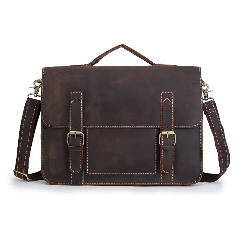 

YISHEN 14 Inch Laptop Bag Genuine Leather Men Briefcase Retro Men Shoulder Messenger Bags Business Men Handbag Bolsas MSXY1021