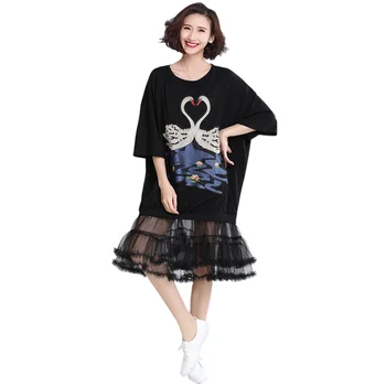 

Free shipping summer plus size XXL XXXXL XXXL women dress cotton sexy casual dress patchwork lace baggy dresses chest 140cm