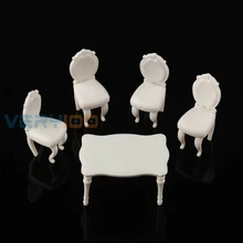 5pcs 1 20 Scenery Inner Model Dining Room Set Table With 4 Chairs White