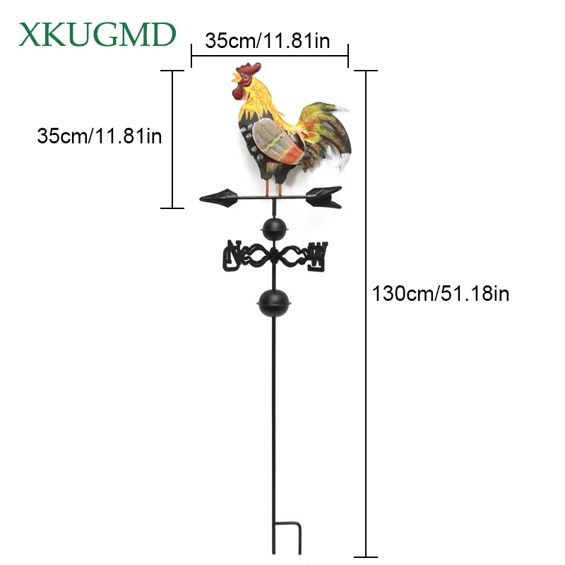 130 см высота Европейский традиционный окрашенный петух погода ветряные лопасти цветок вставка Страна Стиль Классический Садовые принадлежности украшения