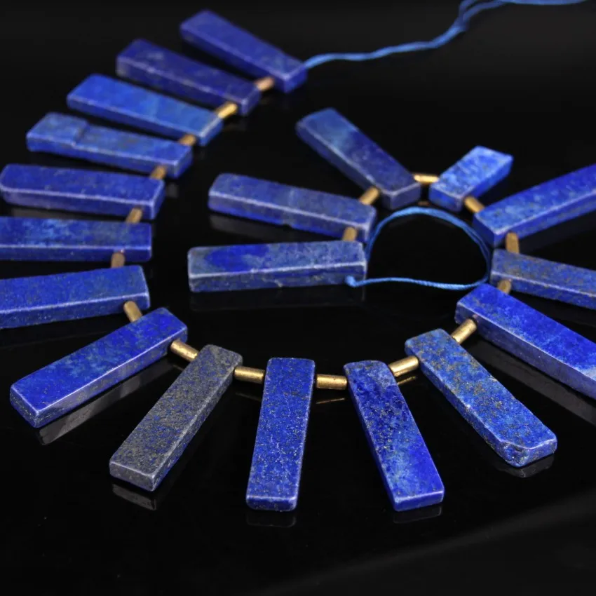 

15.5"strand Top Drilled Natural Lapis Lazuli Slice Slab Slice Beads,Lapis Stick Point Pendant Nacklace Beads Jewelry Bulk
