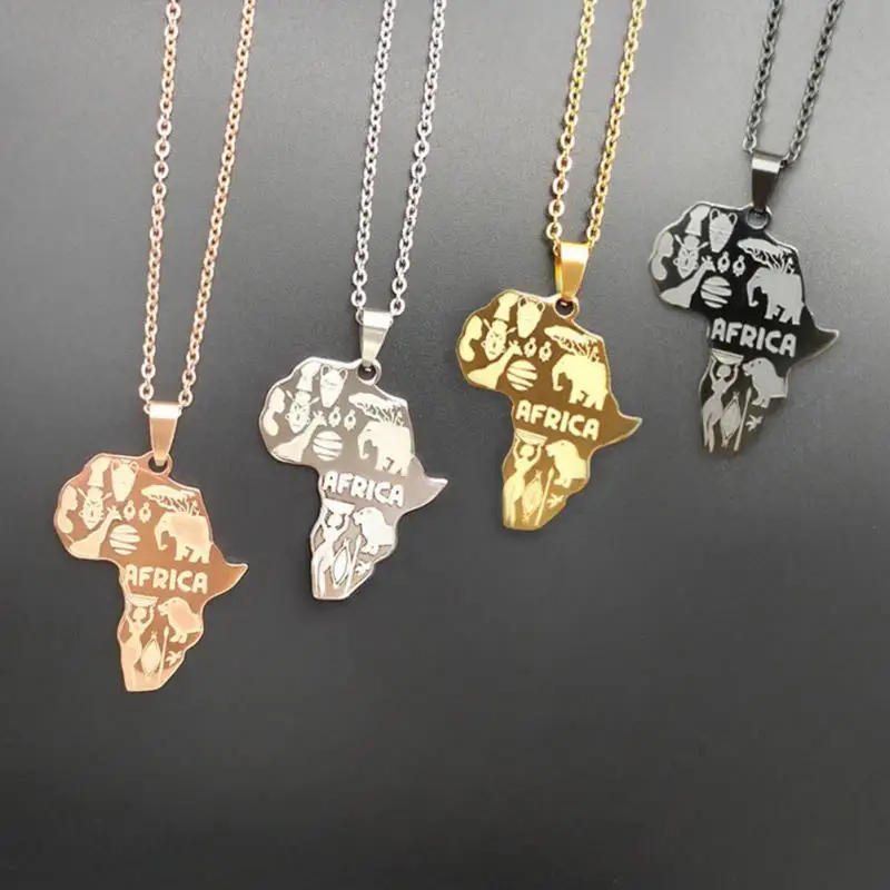 4 цвета Африка Карта Подвеска Цепочки и ожерелья для Для женщин/Для мужчин Эфиопии ювелирных изделий африканские Карты хип-хоп Цепочки и ожерелья поставки