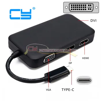 

Combo 4 in 1 USB-C USB 3.1 Type C to HDMI Digital AV & DVI & VGA & DP DisplayPort cable for Laptop & Notebook