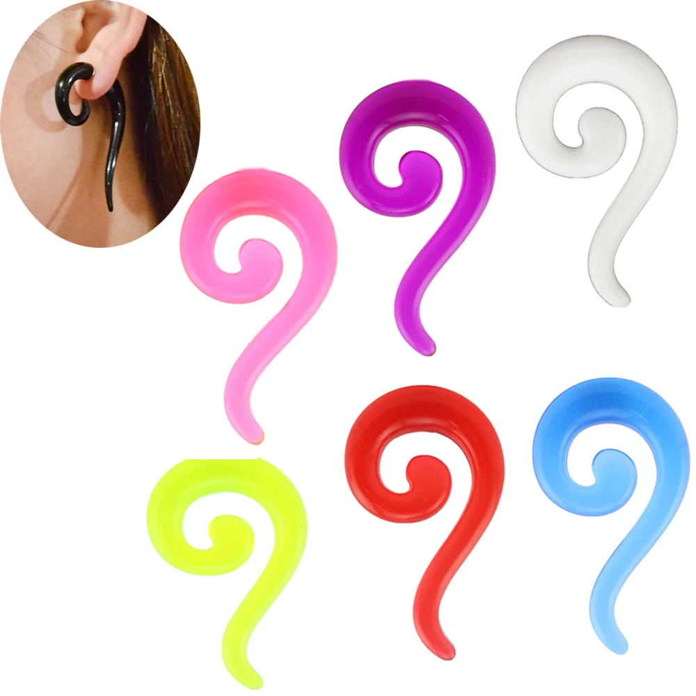 

Acrylic Ear Stretching Piercing Earrings Spiral Ear Stretch Earrings Different Colors Body Piercing Jewelry 1 Pair