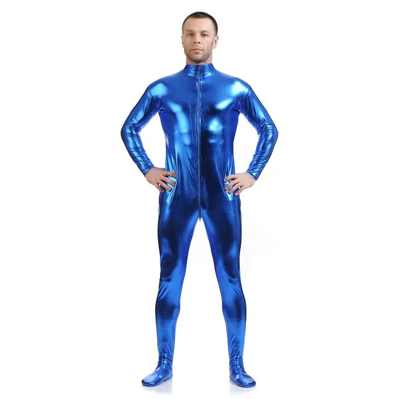 Royal Blue Детский костюм для косплея Для Взрослых комбинезон зентай боди металлический сценический облегающий костюм на Хэллоуин Карнавальный наряд унисекс - Цвет: Royal Blue