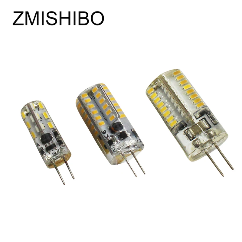 Zmisibo Высокая яркость LED G4 кукурузная лампа AC/DC 12V 220V 24/48/64LED 3014 силиконовый корпус Ra80
