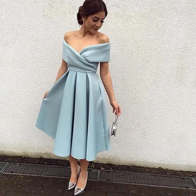 Robe De Soiree Longue 2016 Elegant Off Shoulder Evening Dress Tea Robe De Soiree Longue 2016 Elegant Off Shoulder Evening Dress Tea Length Simple Short Gown