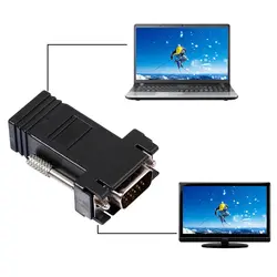 1 шт. VGA Extender Мужчина к LAN Cat5 Cat5e/6 RJ45 Ethernet Женский переходник конвертер VGA штекерным RJ45 женский черный