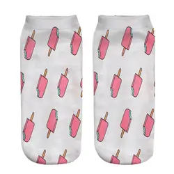1 пара, женские носки с принтом Красного мороженого, забавные носки с 3D принтом, модные носки из полиэстера 19*8 см