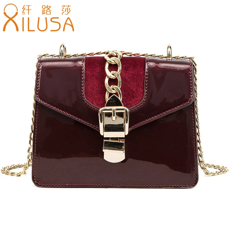 Xilusa Red Patent Leather Bag For Women Small Shoulder Bag Fashion Ladies Chain Crossbody Bag ...