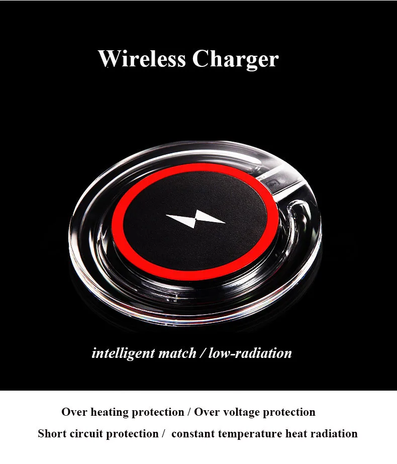 02Qi Wireless Charger Desktop phone charging Base Transparent USB Charging Pad