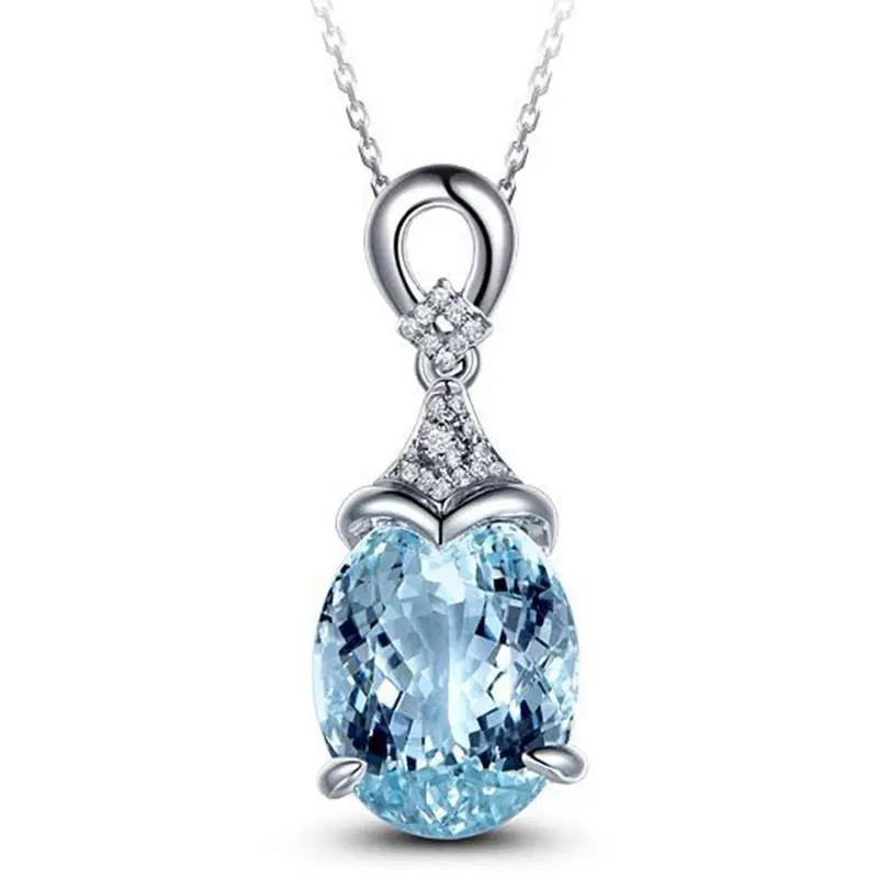 

Women Blue Water Drop Design Rhinestones Crystal Pendant Necklaces Jewelry Clothing Accessories