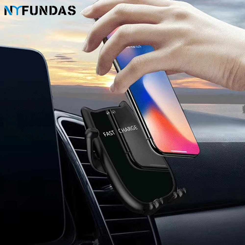 

NYFundas 15W Car Wireless Holder Clamping Mount Charger For Huawei P30 Mate 20 Pro Mate RS Xiaomi 9 Air Vent Infrared induction