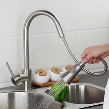 Смеситель для кухни Одной ручкой Поворотный вытащить двойной Носик Поворотный сосуд раковина смеситель на бортике кухонный кран смесителя