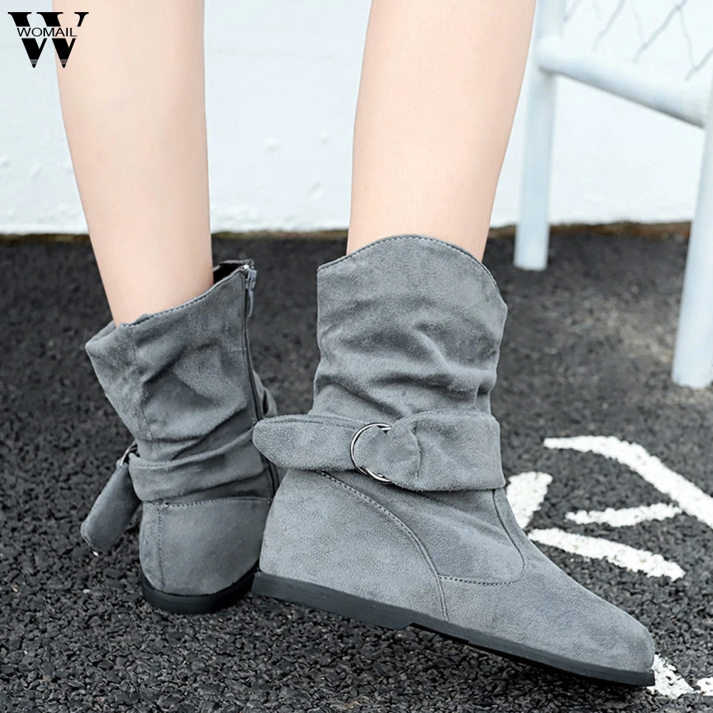 

Hot New Autumn Early Winter Vintage Style Women Flat Booties Soft Shoes Flat Heel Boots Fashion Keep warm Women's Boots Brand