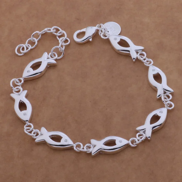 

Girl's Fashion Jewelry Fish Charm Bracelet Silver Best Gift For Lover AB120