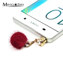 Волосяная луковица телефон Dust Разъем Мода Rhinestone мобильного телефона плагин мяч Форма 3,5 мм наушники пыли Вилки для iPhone, Android