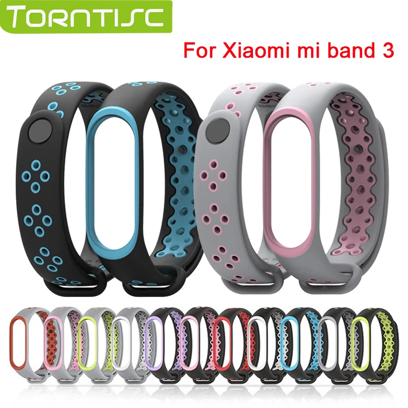 

Torntisc Sport Strap for Xiaomi Mi Band 3 Bracelet Waterproof Silicone Double Color Replace Strap Smart Accessories for Mi band3