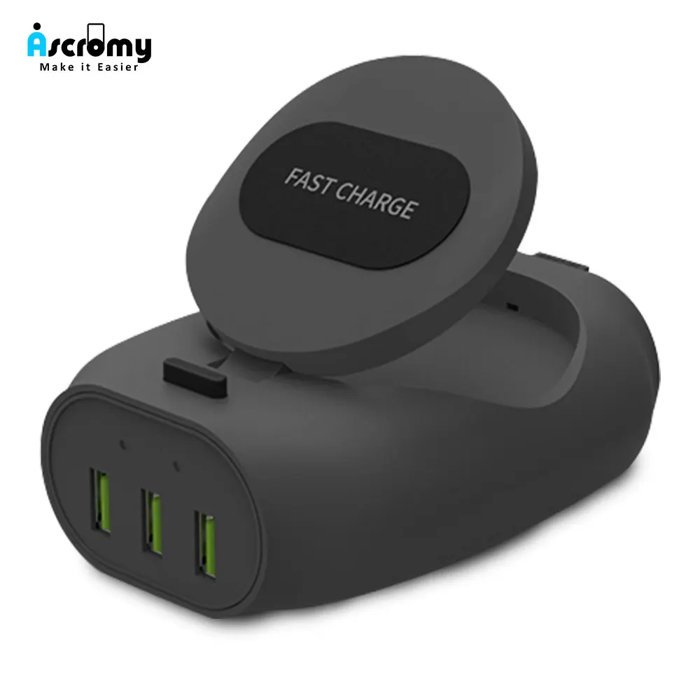 Ascromy 3 USB быстрое QI Беспроводное зарядное устройство Подставка для Apple iPhone X 8 Plus