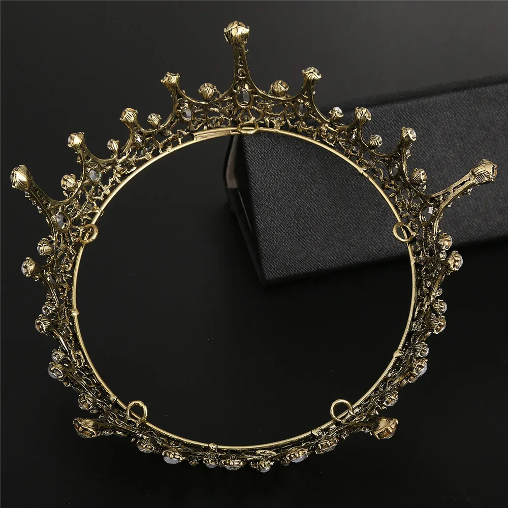 Crystal Baroque Queen Crown - Vintage Princess Tiara, Wedding Prom Pearl Hair Accessories for Women and Girls (2)