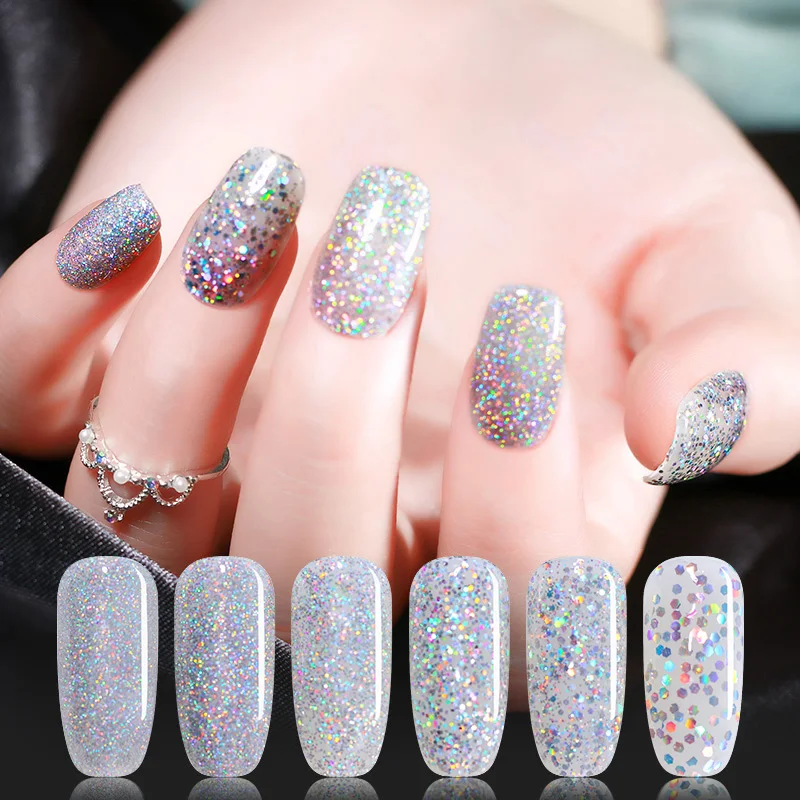 

UR SUGAR UV Gel Polish Holographic Gel Varnish Laser Sequins Soak Off Gel Varnish for Nail Art Lacquer Semi Permanent Nail Gel