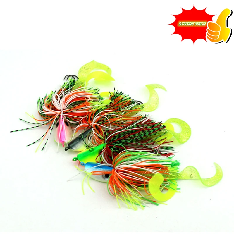 Cabeça de Chumbo Iscas de Pesca Lote Polvo Lula Gabarito Spinnerbait Pique Buzzbait Peche Baits Mar Pesca Tackles 4 pc - 60g 2 Iscas artificiais