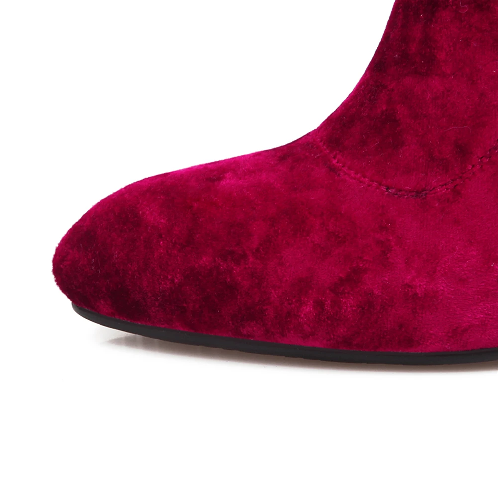 DORATASIA/Брендовые женские ботинки на меху на высоком каблуке 10 см размера плюс 33-46, Элегантные зимние Бархатные вечерние ботинки, женские ботинки до середины икры