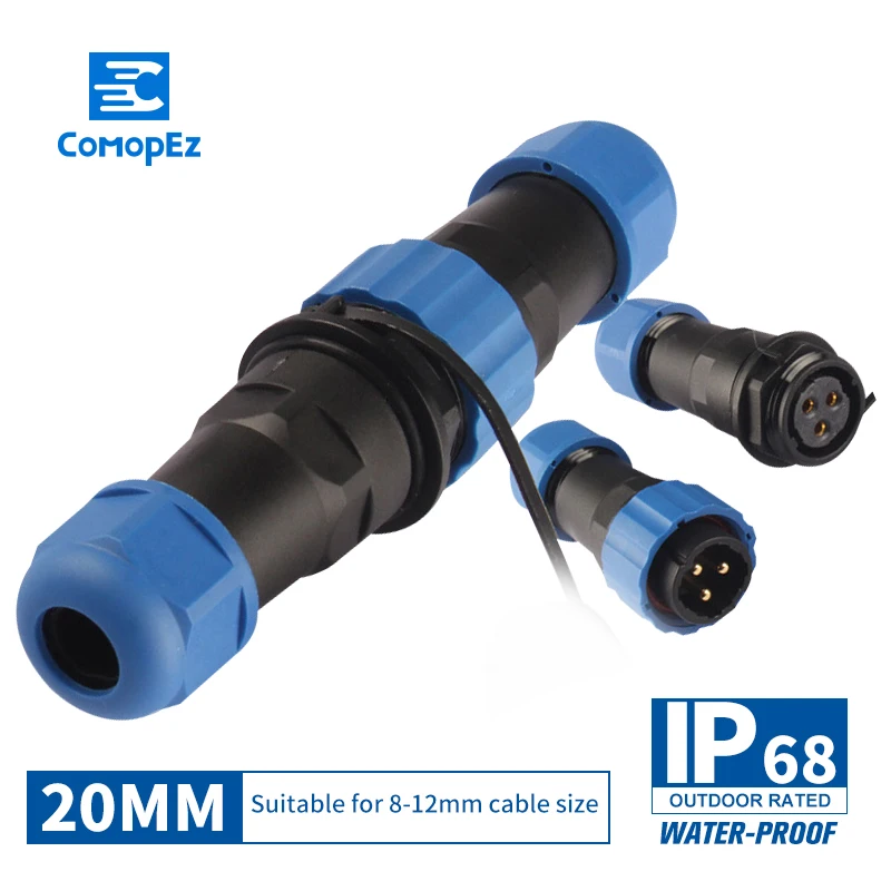 

SP20 IP68 Cable Connector Plug & Socket Male Female 2/3/4/5/7/9/10/12/14 Pin Waterproof Connectors for Communication Equipment