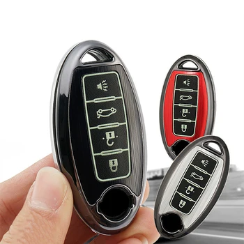 

Luminous Car Key Cover FOB Case for Nissan Qashqai Skyline Juke Alissa X-trail Keyless 3 4 Buttons Key Car-styLing Keychain