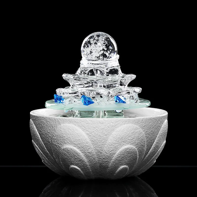 110 V-220 V Европейский Керамика Фонтан мини увлажнитель воздуха Feng Shui домашнего декора гостиной украшением рабочего стола светодиодный распылитель с подсветкой