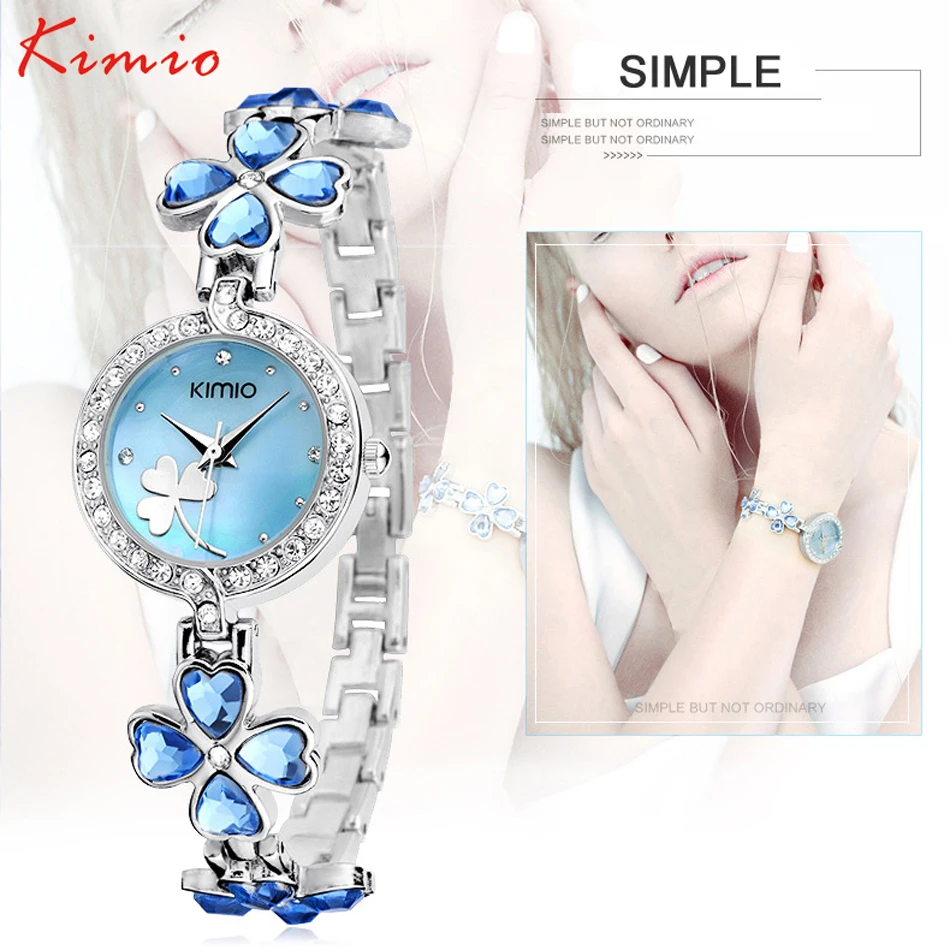 Luxury Brand Kimio Bracelet Watch Stainless Steel Women Crystal Watch Elegant Star Crystal Diamond Watch for