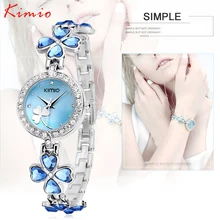 Marca de lujo Kimio Reloj Pulsera de Acero Inoxidable Mujeres Reloj Cristalino Elegante Estrella de Cristal de Diamante para La Señora Del Trébol