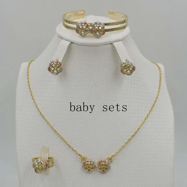 Baby Kids Jewelry Sets 3color Real Plated Purple Children Girls Pendant 16" Necklace Earrings