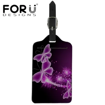 

FORUDESIGNS PU Leather Travel Tags Cute Animal Butterflies Floral Print Suitcase Tag for Ladies Girls Waterproof Portable Label