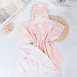 Pink cloud YAZAN 6-слойное хлопковое газовое платье детский купальный халат для детей без флуоресцентных плащ с капюшоном для ванной Полотенца по уходу за ребенком - Цвет: Pink cloud