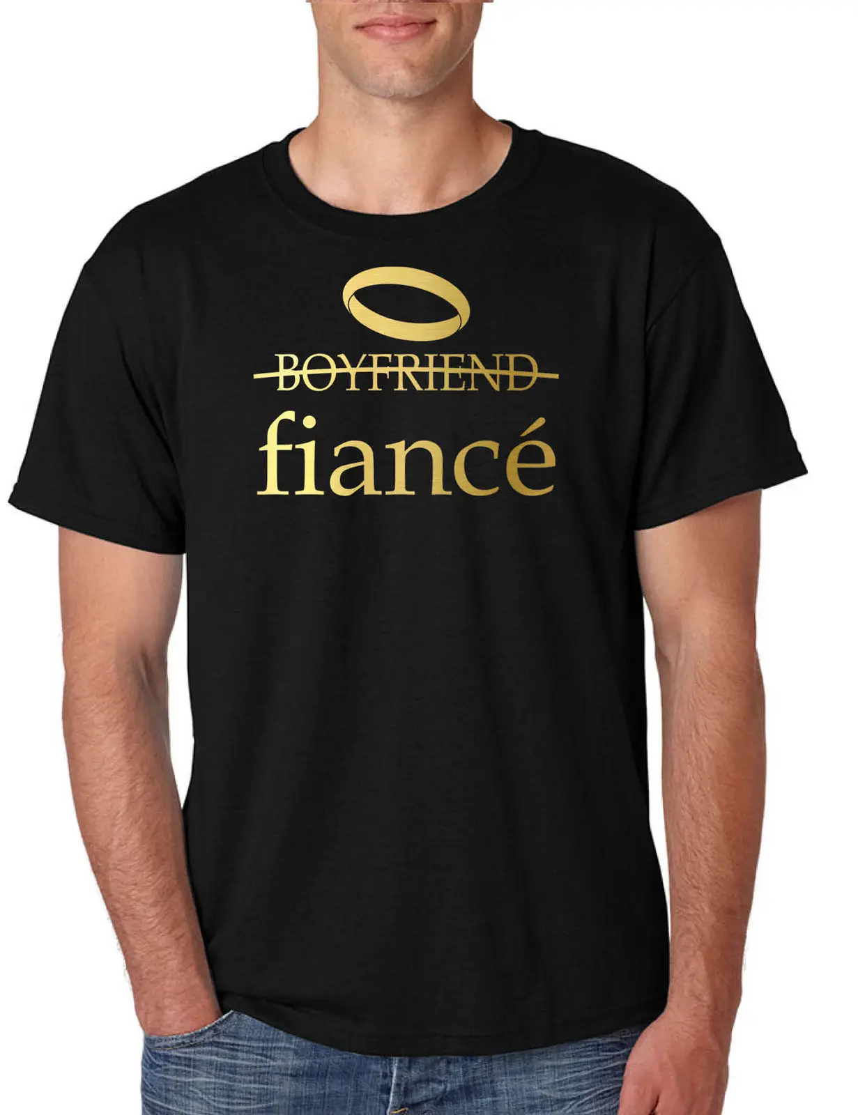 NEW Men's T Shirt Boyfriend Fiance Engagement Proposal Tee Engaged Gift