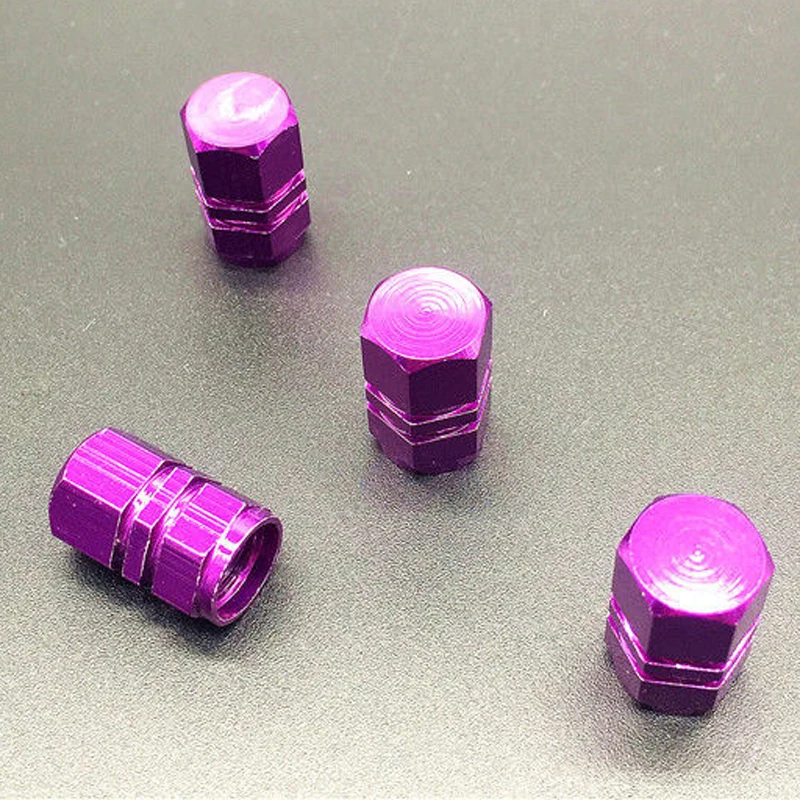 4pcs/set  Universal Aluminum Car Wheel Tire Tyre Valve Air Stem Cap Cover Purple